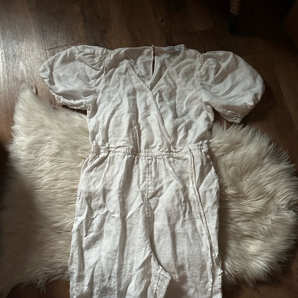 & OTHER STORIES Puff Sleeve 100% Linen Jumpsuit - Picture 4 of 6